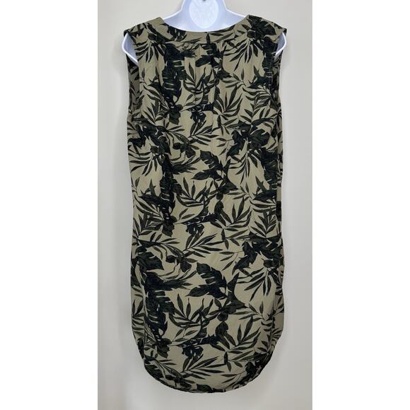 Old Navy Women’s Tropical Shift Dress L Green Black Floral Resort Vacation Rayon - Picture 2 of 11